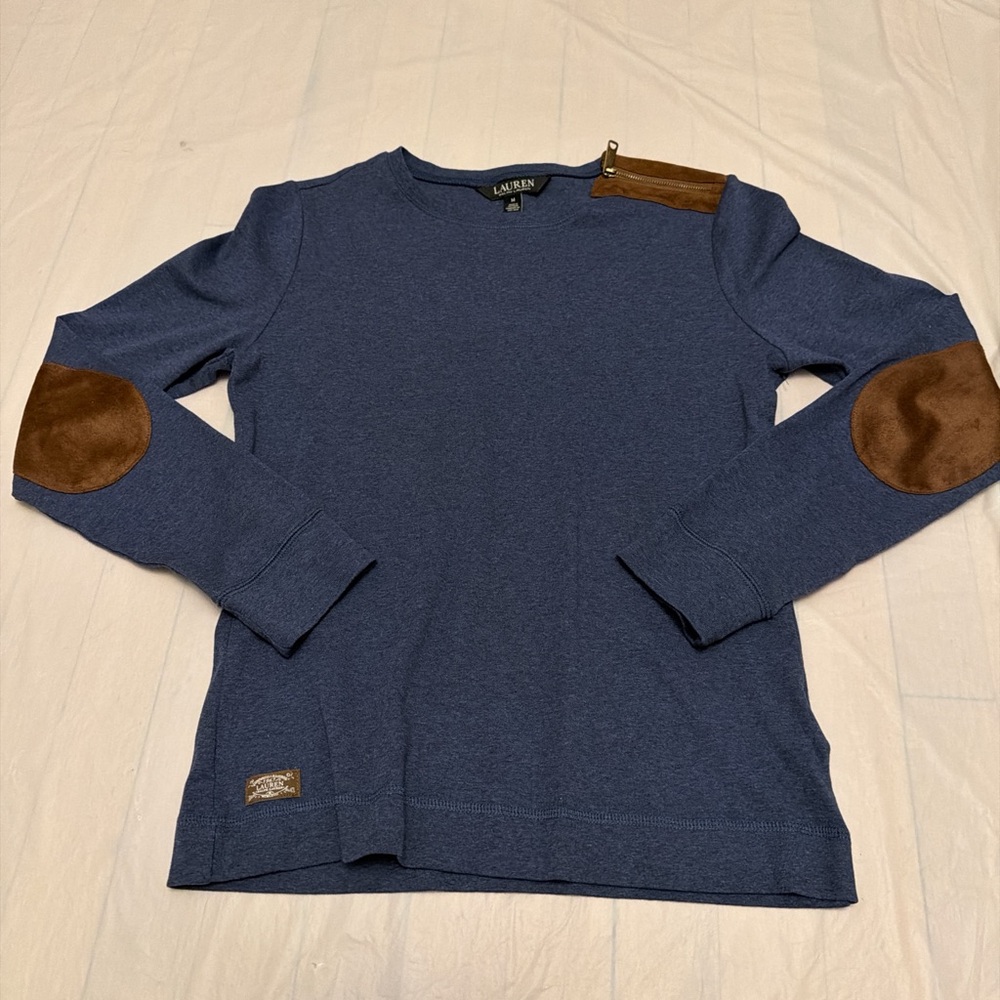 Ralph Lauren Heather Blue Top with brown Accent